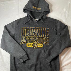 UC IRVINE Anteaters Hoodie Adult Size M Gray Sweatshirt Embroidered Pockets Men